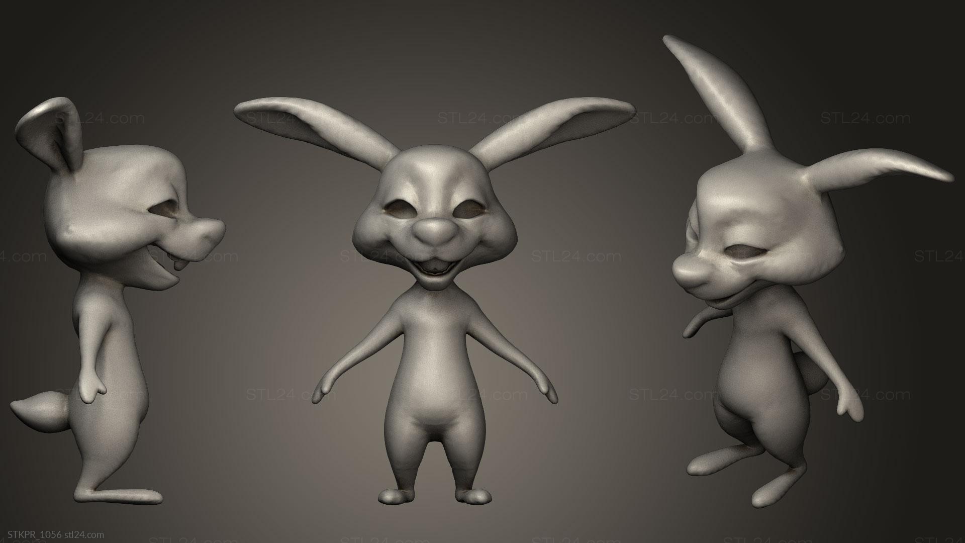 Figurines simple - Rabbit, STKPR_1056. 3D stl model for CNC